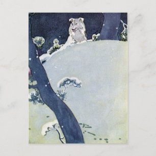 Hunde unter Schneekiefern Postkarte