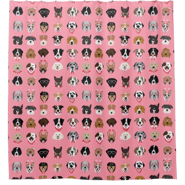 Hunde-Valentine-Gesichtspattern Duschvorhang (Vorderseite)