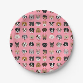 Hunde-Valentine-Gesichtspattern Pappteller
