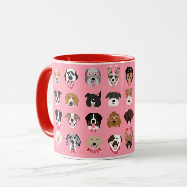 Hunde-Valentine-Gesichtspattern Tasse (Vorderseite Links)