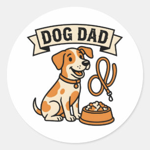 Hunde-Vater-Cartoon-Banner Runder Aufkleber