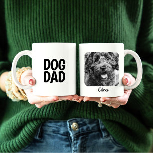 Hunde Vater Foto Tasse in einfachem Weiß- und Schw