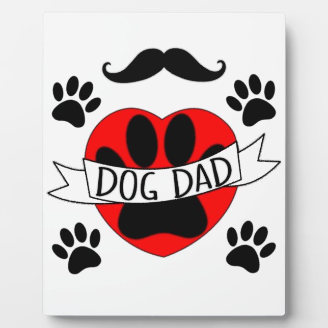 Hunde Vater Paw und Rotes Herz Zeichnend Fotoplatte (Vorderseite)