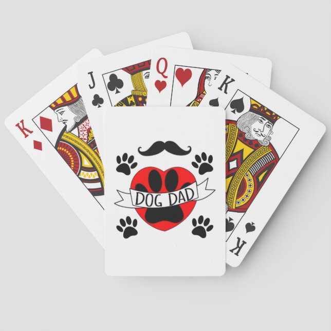Hunde Vater Paw und Rotes Herz Zeichnend Spielkarten (Rückseite)