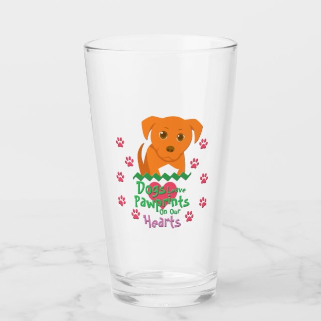 Hunde Verlass Pawprints Glas (Vorderseite)