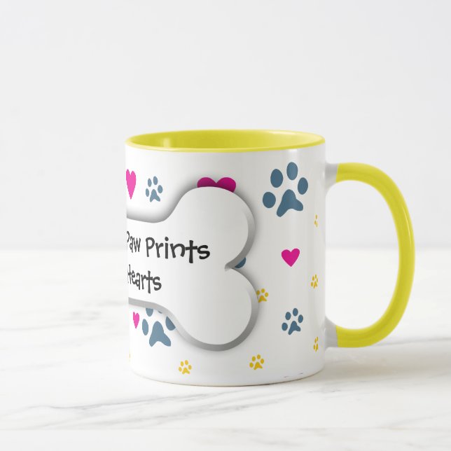 Hunde verlassen Tatzen-Drucke auf unseren Herzen Tasse (Rechts)
