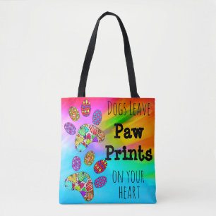 Hunde Verließ Paw Prints auf der Heart Tote Bag Tasche