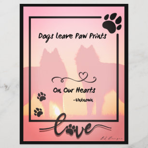 Hunde Verließ Paw Prints auf unserem Herzpapier