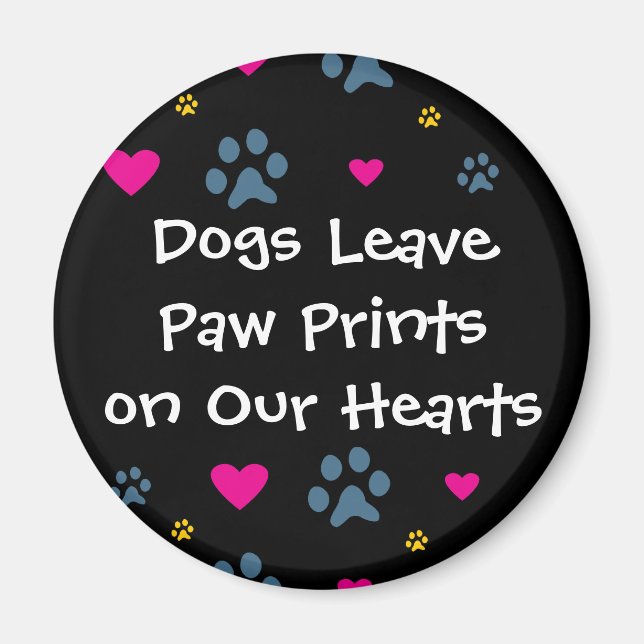 Hunde Verließ Paw Prints auf unseren Herzen Magnet (Vorne)