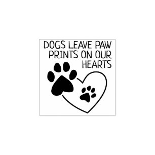 Hunde Verließ Paw Prints auf unserer Herz-Kautschu Gummistempel
