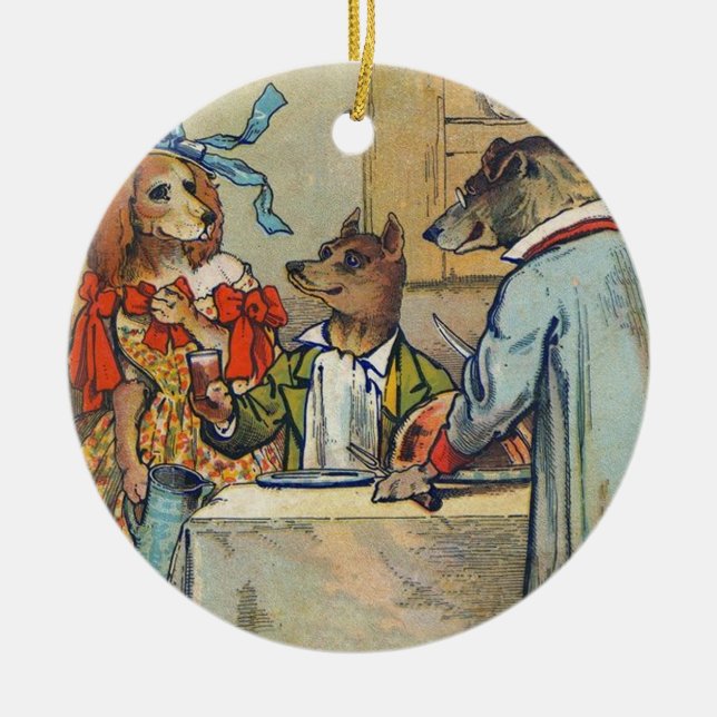 Hunde Viktorianisch Dinner Dress Doggy Keramikornament (Vorne)