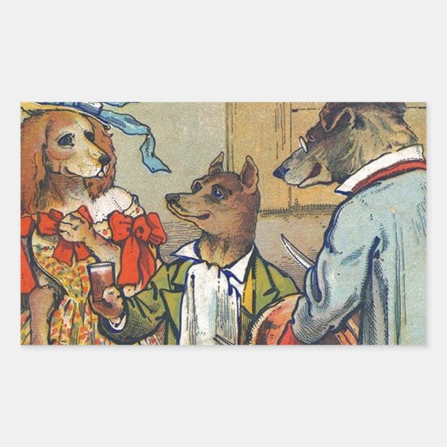 Hunde Viktorianisch Dinner Dress Doggy Rechteckiger Aufkleber (Vorderseite)