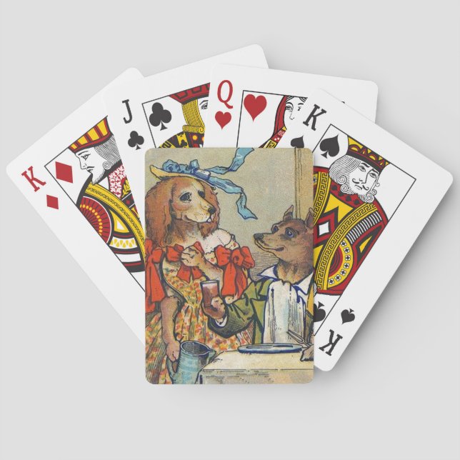 Hunde Viktorianisch Dinner Dress Doggy Spielkarten (Rückseite)