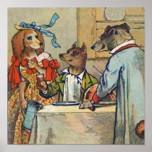 Hunde viktorianisches Abendkleid Hündchen Poster