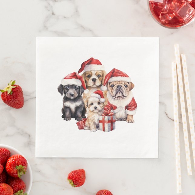 "Hunde von Weihnachten" niedlicher Hundefreund Serviette (Beispiel)