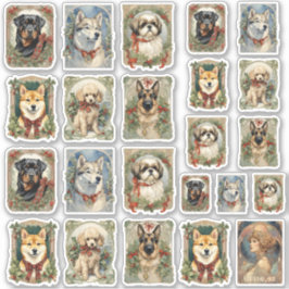 Hunde von Weihnachtsstickerblatt A Aufkleber