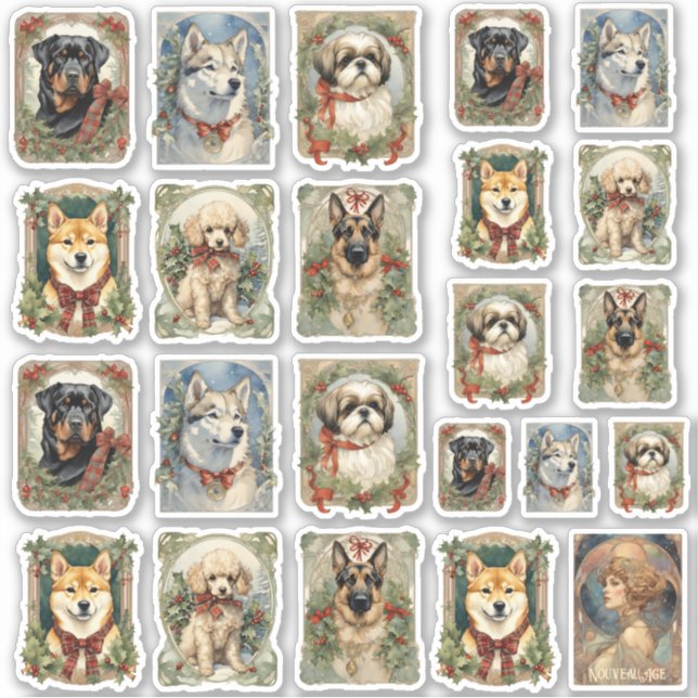 Hunde von Weihnachtsstickerblatt A Aufkleber (Vorderseite)