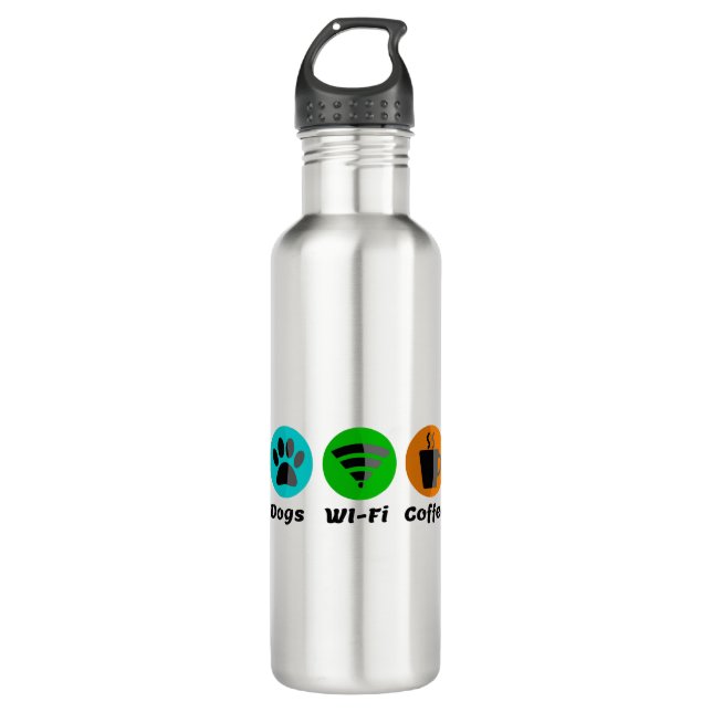 Hunde W-LAN und Kaffee Edelstahlflasche (Vorderseite)