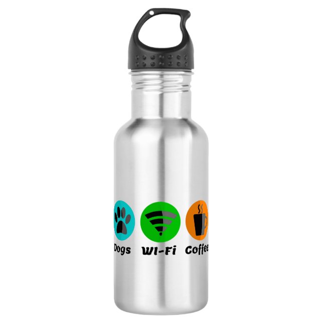Hunde W-LAN und Kaffee Edelstahlflasche (Vorderseite)