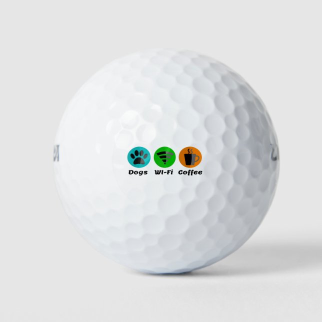 Hunde W-LAN und Kaffee Golfball (Vorderseite)