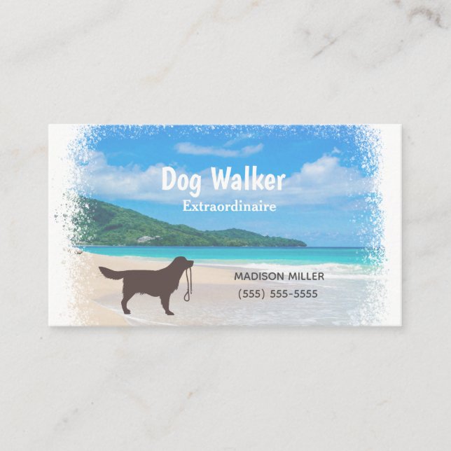 Hunde Walker/Haustiere Sitter Beach Nature Busines Visitenkarte (Vorderseite)