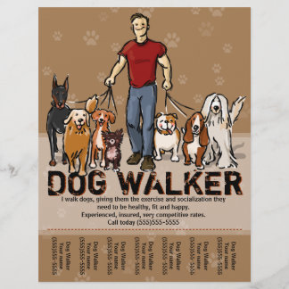 Hunde Walker. Hunde laufen. TYP. Werbevorlage Flyer