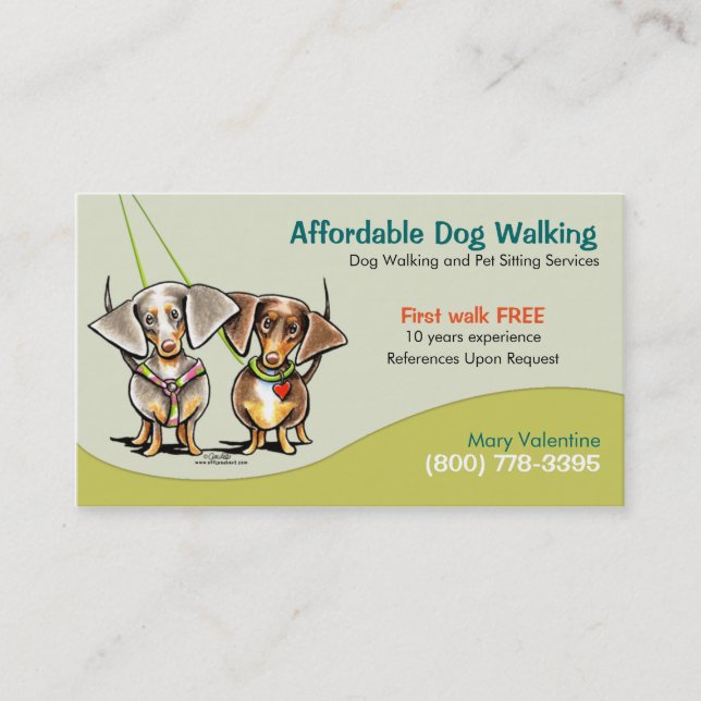 Hunde Walker Pet Business Dackeln Visitenkarte (Vorderseite)