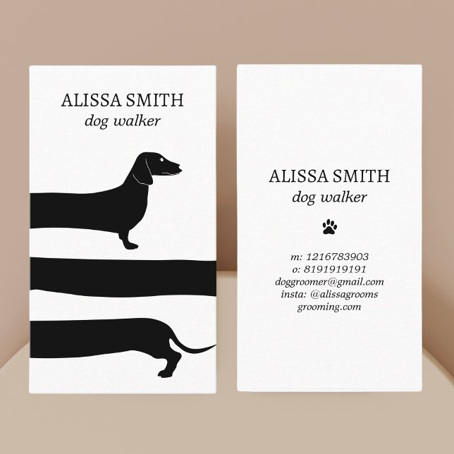 Hunde Wandern Dackel Funny Ästhetisch Visitenkarte (Funny Dachshund Pet Sitter Dog Walking Business Card)
