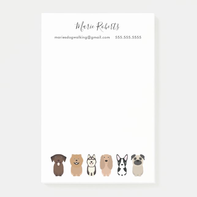 Hunde wandern, Haustiere sitzen, Hunde Boarding, e Post-it Klebezettel (Vorderseite)
