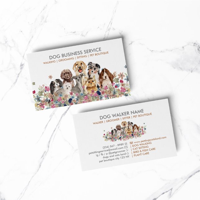 Hunde Wandern Sitzen Service elegant Visitenkarte (pet animal dog cat veterinary farm)