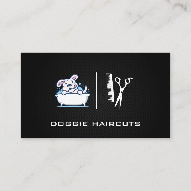 Hunde Wash | Groomer | Hintergrund des Schwarzen M Visitenkarte (Vorderseite)