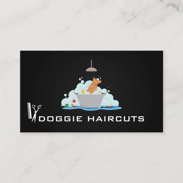Hunde Wash | Groomer | Hintergrund des Schwarzen M Visitenkarte (Vorderseite)