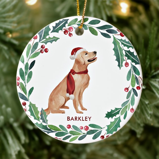 Hunde Weihnachten Custom Haustier Holiday Golden R Keramik Ornament (Von Creator hochgeladen)