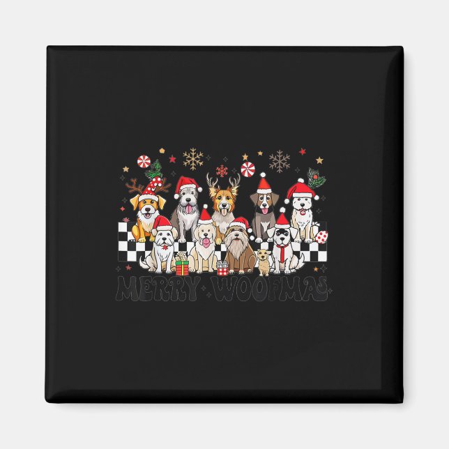 Hunde Weihnachten frohe Woofmas Hund Lover Neujahr Magnet (Vorne)