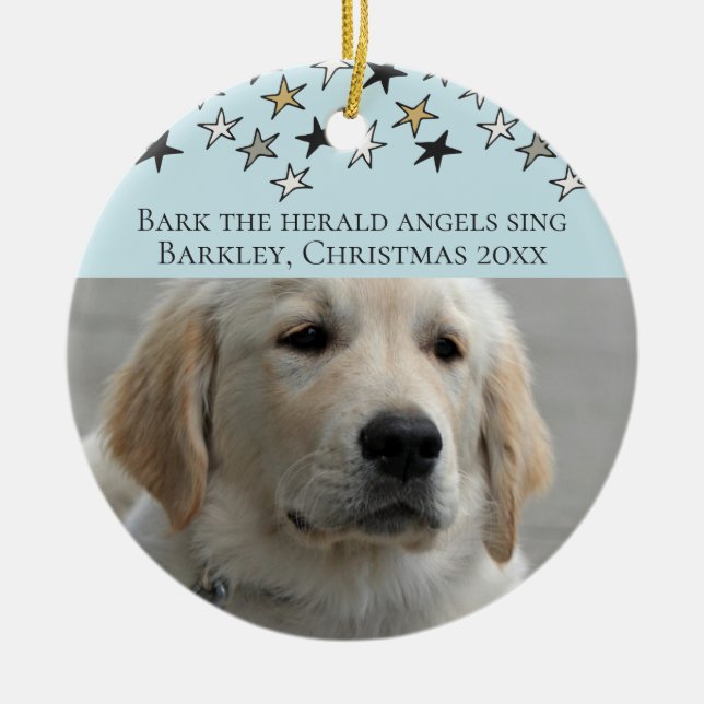 Hunde Weihnachten Personalisierte Fotovorlage Keramik Ornament (Vorne)