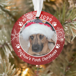 Hunde Weihnachten Schneeflocken 2 Foto Rot Weiß Ornament