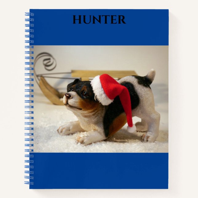 Hunde Weihnachten Spiralheft mit individuelle Name Notizbuch (Vorderseite)