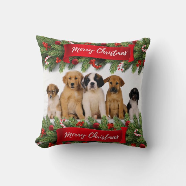 Hunde Weihnachts-Foto Kissen (Vorderseite)