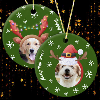 Hunde Weihnachts-Fotos mit Weihnachtsmänner Keramik Ornament
