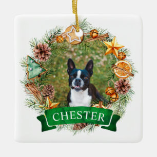 Hunde-Weihnachts-Krankzierung-Ornament Keramikornament