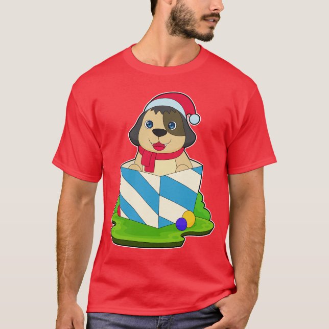 Hunde Weihnachts-Weihnachtsmannmütze T-Shirt (Vorderseite)
