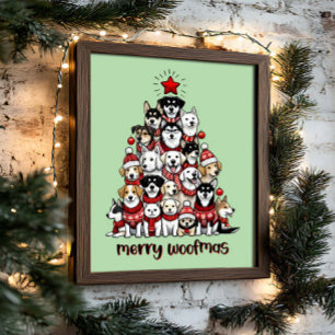 Hunde Weihnachtsbaum Merry Woofmas Urlaub Poster