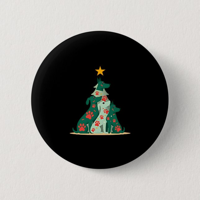 Hunde Weihnachtsbaum-Shirt - Hundeblijn (3) Button (Vorderseite)