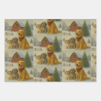 Hunde-Weihnachtsdekoration Geschenkpapier Set