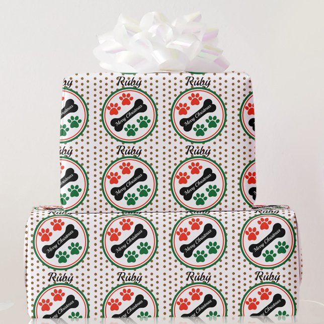 Hunde Weihnachtspaws Namensgeschenk hinzufügen Geschenkpapier (Von Creator hochgeladen)
