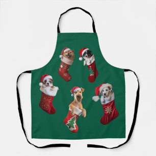 Hunde-Weihnachtsstrumpf-Schürze Schürze