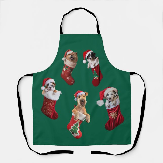 Hunde-Weihnachtsstrumpf-Schürze Schürze (Vorderseite)