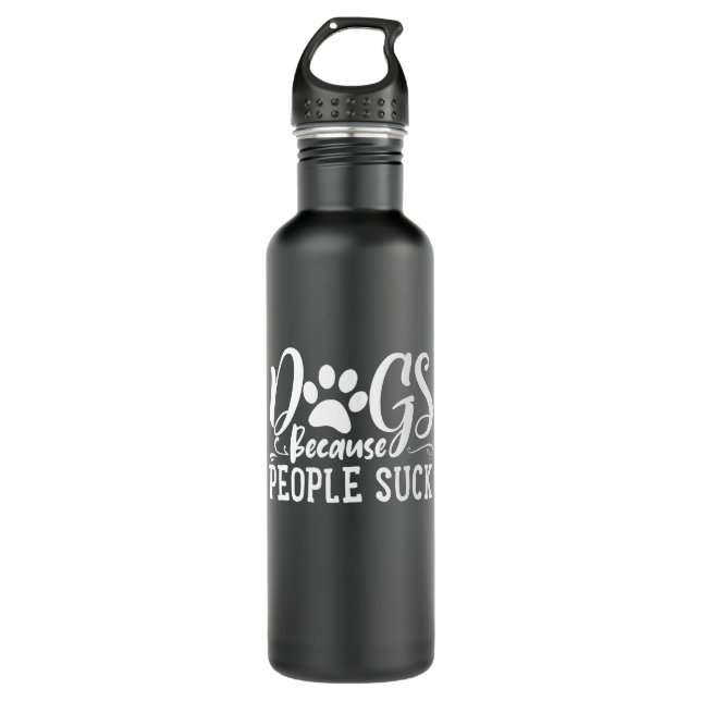 Hunde, weil Menschen sind zum Kotzen Edelstahlflasche (Vorderseite)