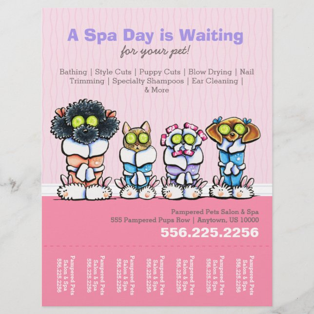 Hunde Wellness-Center Pet Groomer Katze Robes Pink Flyer (Vorne)