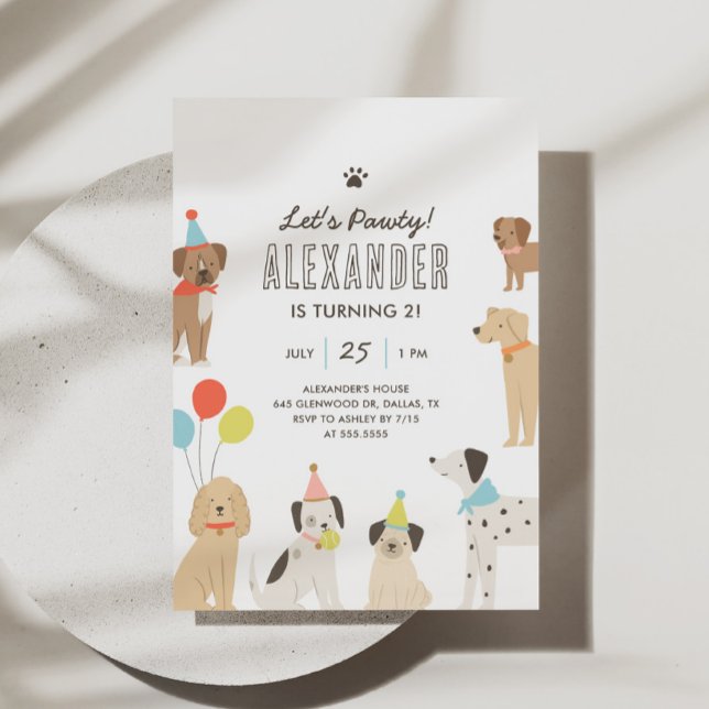 Hunde Welpe lass uns Pawty Birthday Einladung (Von Creator hochgeladen)